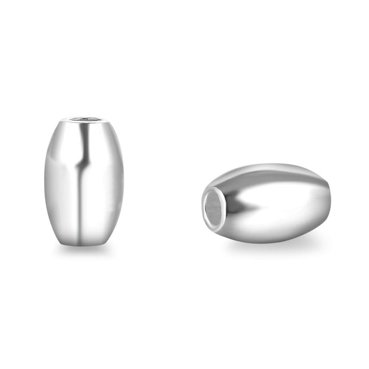 20pcs Authentic 925 Sterling Silver Hypoallergenic 8mm Smooth Oval Rice Spacer Loose Beads (Large Hole 3.0mm) for Jewelry Making SS114