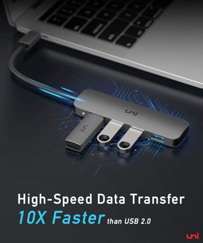 USB C to USB Hub Multiport Adapter, Aluminum 4 Ports USB C Splitter for Laptop, Slim Thunderbolt 3/4 Data USB Hub Compatible for MacBook Pro/Air, iPad Pro, Dell, Chromebook | Keyboard, Mouse, HDD