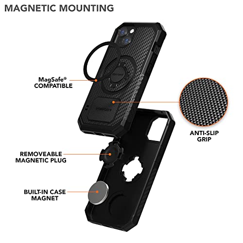 - iPhone 13 Case, Rugged Series, Dual Magnet Plus MagSafe Compatible, Magnetic Protective Apple Gear, iPhone Cover with RokLock Twist Lock, Drop Tested Armor (Black)