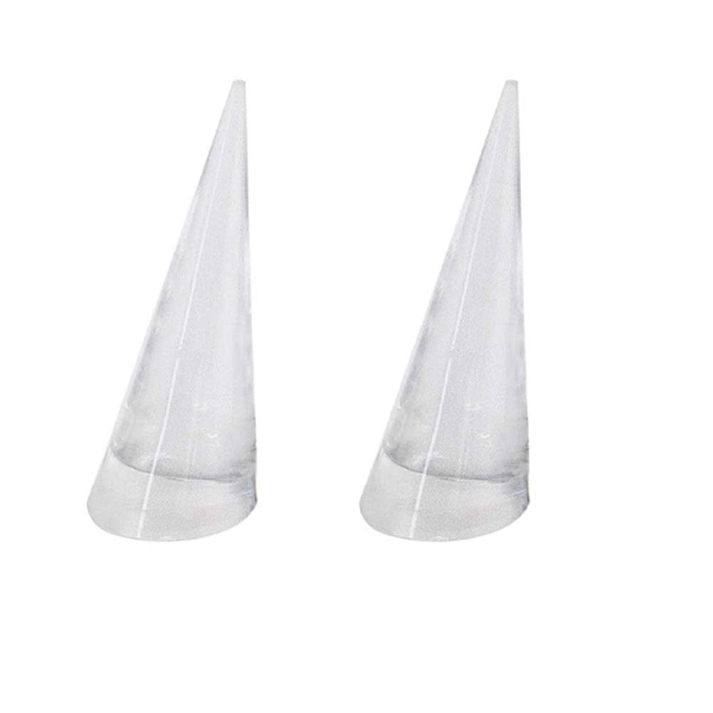2Pcs Cone Shape Acrylic Jewelry Ring Display Holder Finger Ring Stand Single Ring Display Support Holder Decorative Display Stands for Jewelry Ring/Wedding Ring, Clear