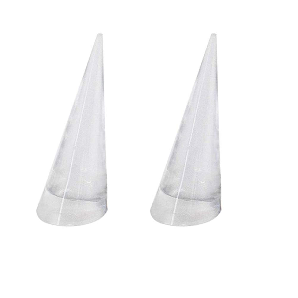 2Pcs Cone Shape Acrylic Jewelry Ring Display Holder Finger Ring Stand Single Ring Display Support Holder Decorative Display Stands for Jewelry Ring/Wedding Ring, Clear