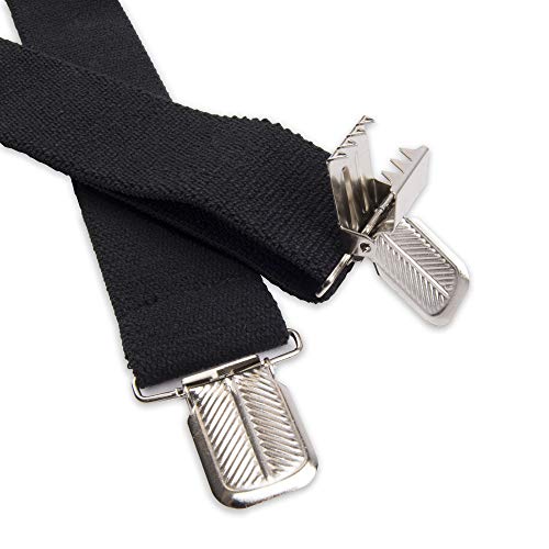 mens 1-1/4 Solid Straight Clip apparel suspenders, Black, One Size US