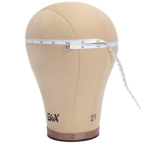 GEX 24 Canvas Cork Wig Block Mannequin Head for Wig Making Drying Styling Display with Table C Clamp Stand Holder (Light Brown 24)