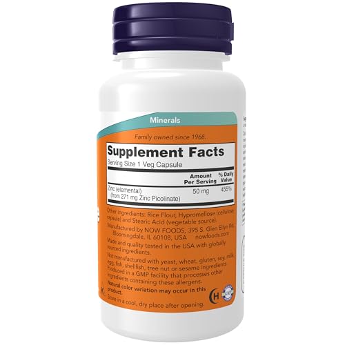 Supplements, Zinc Picolinate 50 mg, Supports Enzyme Functions*, Immune Support*, 120 Veg Capsules (Packaging may vary)