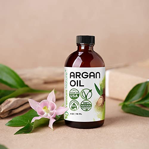 Argan Oil for Hair Virgin 100% Pure Cold Pressed Argon Oil Hair Serum For Hair Stimulate Growth for Dry and Damaged Hair Argan Oil for Skin Body Moisturizer Nails Protector 4 oz