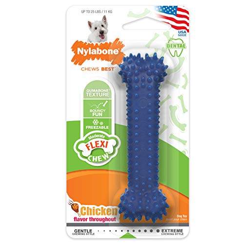 Gumabone Textured Dental Bone Flexi Chew Toy for Dogs, Dog Toys for Moderate Chewers, Chicken Flavor, Small - Up to 25 Ibs, 1 Count