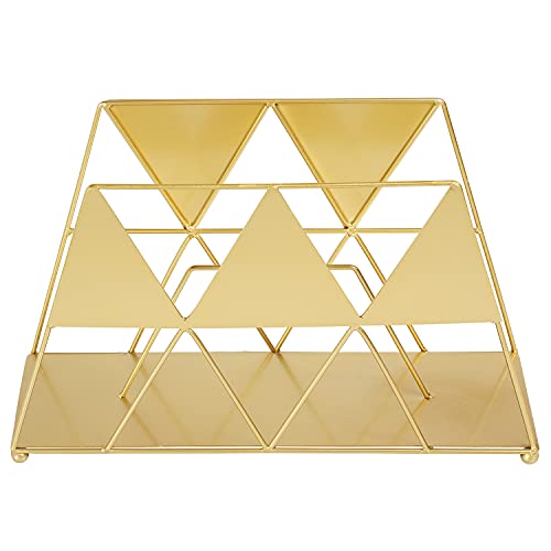 Tabletop Metal Wire Magazine Rack, Geometric Style Gold File Organizer, Contemporary Magazine Holder