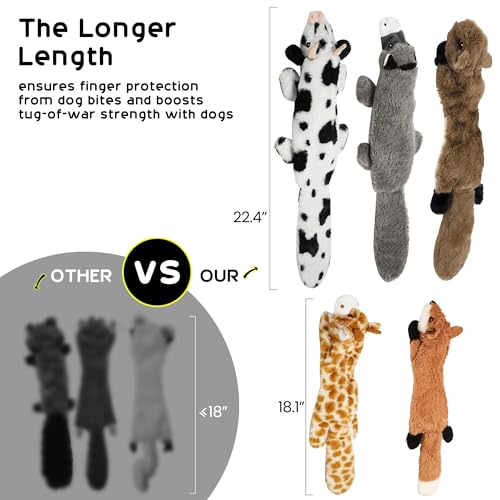 Dog Squeaky Toys, 5 PCS Crinkle Plush Dog Toys, No Stuffing Dog Toys for Small Medium Large Dogs, Stuffless Puppy Toys for Boredom