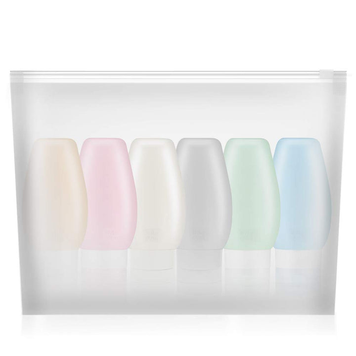 Travel Bottles for Toiletries: Travel Toiletry Bottles Tas Approved, Silicone Travel Size Containers, Refillable Travel Accessories for Shampoo Conditioner Lotion, 6 Pack (3oz)