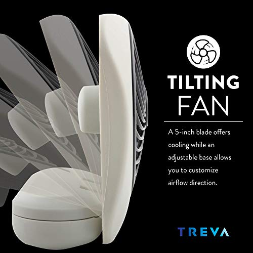 Treva 5 Inch Battery Powered Fan Portable Desk Fan 2 Cooling Speeds with Compact Folding & Tilt Design Small Fan Cubicle Accessories Mini Fan Portable 2 Pack (Grey)