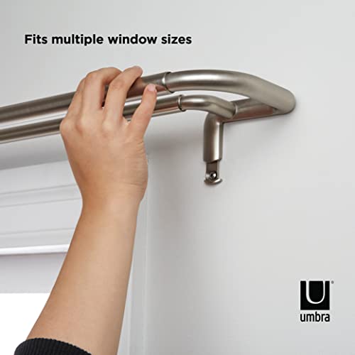 Twilight Double Curtain Rod Set – Wrap Around Design Ideal for Blackout or Room Darkening Panels, 48 to 88 Inches, Nickel
