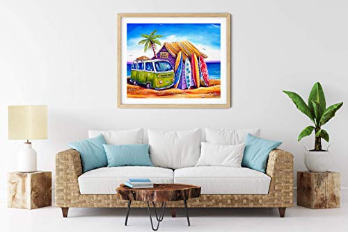 Paint by Numbers for Adults – Beautiful Special Edition Box Set, Artist Endorsed, Rolled Wrinkle-Free Canvas, 16x20 inch – Greenie (Surf Shack on Beach)