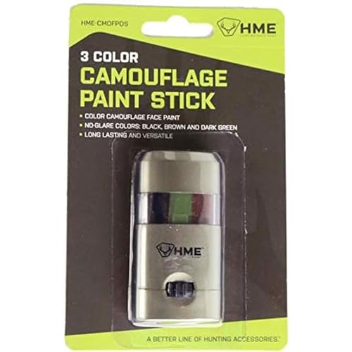 3 Color Camo Face Paint Mess-Free Application Stick - Long-Lasting Easy-to-Use Concealment Makeup for Hunting