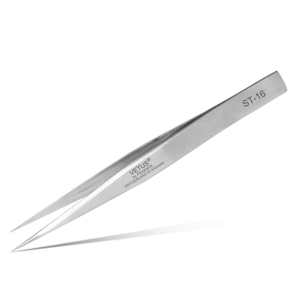 Tweezer Stainless Steel Non-magnetic Pointed Tip Professional Eyelash Eyebrow Switzerland Standard ST-16