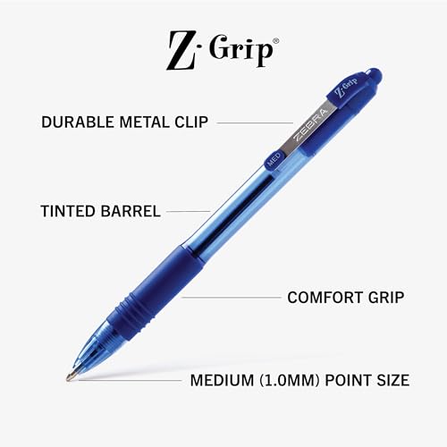 Z-Grip Retractable Ballpoint Pen, Medium Point, Blue Ink, 24-Pack, Model Number: 12225