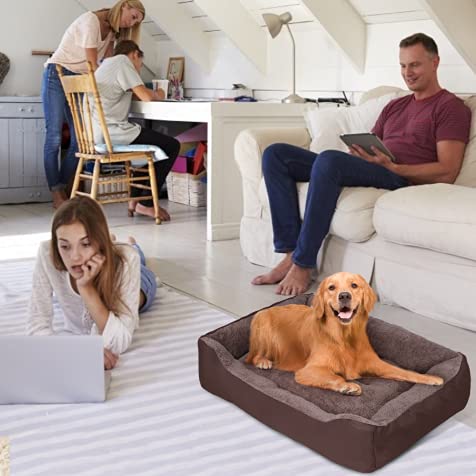 Dog Beds for Large Dogs, Rectangle Washable Comfortable and Breathable Pet Sofa Warming Orthopedic Dog Bed for Large Medium Dogs