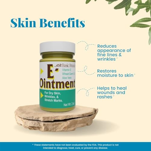 - Basic Brands - Vitamin E Ointment - 2 oz - Moisture Enhancing - Can Help Reduce Appearance of Scars, Stretch Marks, Fine Lines & Wrinkles - Pack of 3