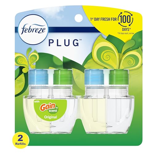 Plug in Air Freshener and Odor Eliminator, Scented Oil Refill, Gain Original Scent, 0.87 Fl Oz (Pack of 2)