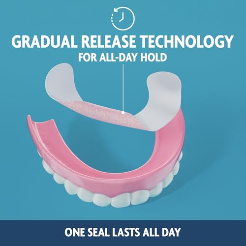 Sea Bond Secure Denture Adhesive Seals, Fresh Mint Lowers, Zinc-Free, All-Day-Hold, Mess-Free, 30 Count (Pack of 1)