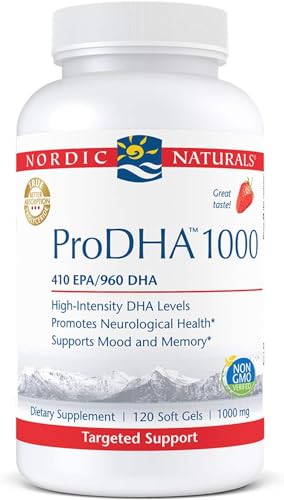 ProDHA 1000, Strawberry - 120 Soft Gels - 1660 mg Omega-3 - High-Intensity DHA Formula for Neurological Health, Mood & Memory - Non-GMO - 60 Servings