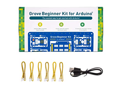 Grove Beginner Kit for Arduino, Arduino Starter Kit All-in-one for STEAM Teaching, Arduino UNO Compatible Board with 10 Sensors and 12 Projects with Free Course.