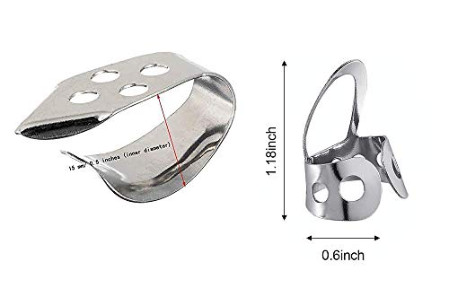 10Pieces Guitar Finger Picks & Thumb Pick Set with Storage Box Adjustable Metal Finger Picks for Acoustic Guitar Banjo Ukulele Silver