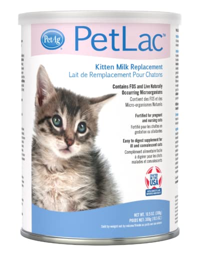 Pet-Ag PetLac Powder for Kittens - 10.5 oz - Kitten Milk Replacement Powder for Kittens Newborn to Six Weeks Old - Easy to Digest