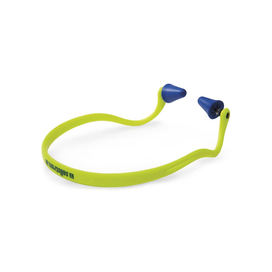 Reusable Banded Earplugs for Work - Work Safety Hearing Protection - 25dB - Hi-Vis Green/Blue