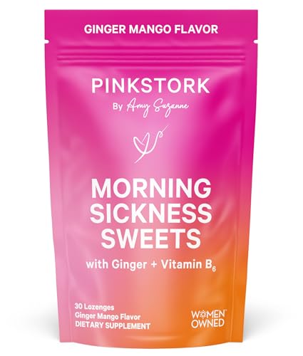 Morning Sickness Sweets, Organic Mango Ginger Candy with Vitamin B6 for Morning Sickness, Motion Sickness, Prenatal Heartburn - Pregnancy Must Haves - 30 Wrapped Drops