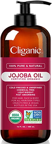 USDA Organic Jojoba Oil 16oz with Pump, 100% Pure | Bulk, Moisturizing Oil for Face, Hair, Skin & Nails | Natural Cold Pressed Hexane Free