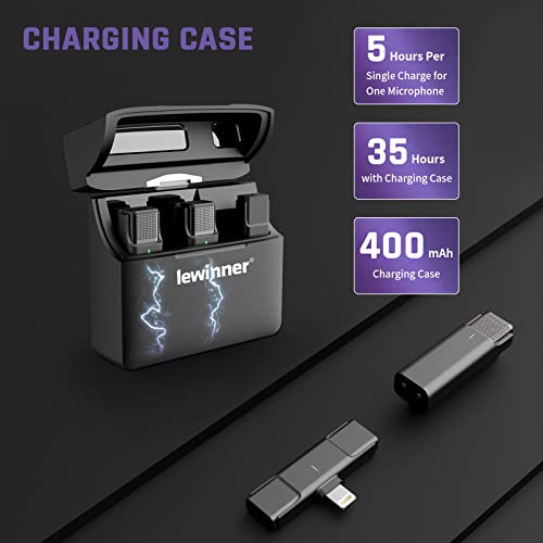 Lewinner Wireless Microphone Set, 2 Transmitters & 1 Receiver, Bluetooth, Ideal for Interviews, With Storage Box