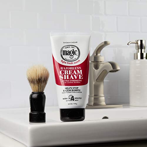 Magic Razorless Shaving Cream, Hair Removal Cream for Body Hair, Extra Strength Depilatory Cream, Works in 4 Minutes for Coarse Hair, 6 oz