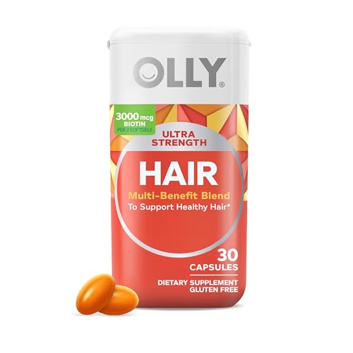 Ultra Strength Hair Softgels, Supports Hair Health, Biotin, Keratin, Vitamin D, B12, Hair Supplement, 30 Day Supply - 30 Count (Packaging May Vary)