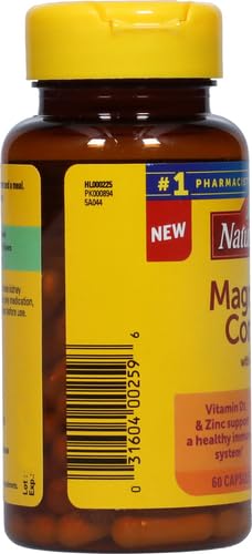 Magnesium Complex with Vitamin D and Zinc Supplements, Magnesium Supplement for Muscle, Nerve, Heart & Bone Support with Vitamin D3 & Zinc for Immune Support, 60 Capsules, 30 Day Supply