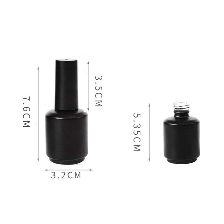 10 Pcs 15ml Glass Nail Polish Bottles Empty Refillable Nail Polish Bottle Containers with Brush Cap for Nail Art Sample (Black)