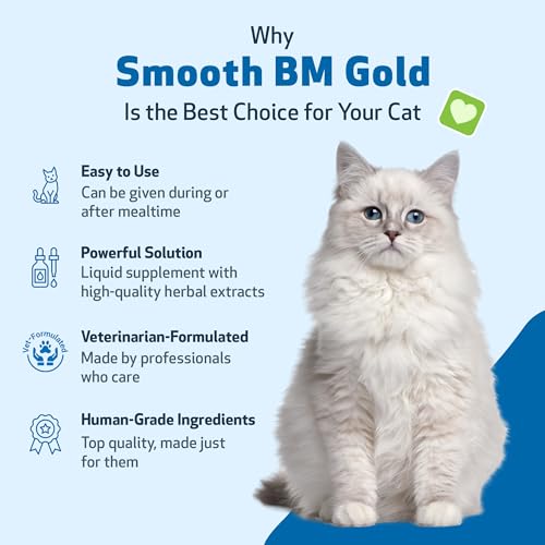 Smooth BM Gold for Cats - Gentle Constipation Relief for Felines - Natural Herbal Supplement 2 oz (59 ml)