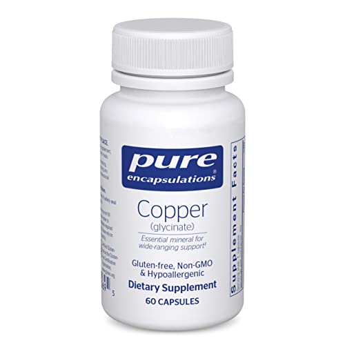 Copper Glycinate 60's - 2 mg Copper Supplement, Supports Red Blood Cell Formation* - Aids Energy Metabolism - Non-GMO & Vegan - 60 Capsules