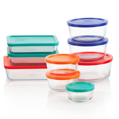 Simply Store 9-Pack Mixed Sized Glass Food Storage Set, Round & Rectangular Containers With Lids, BPA-Free, Dishwasher & Microwave Safe