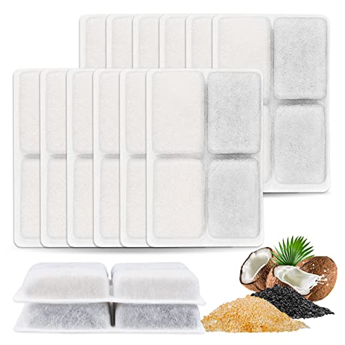 Cat Water Fountain Filter, 12 Pack Pet Water Fountain Filter Replacement with Coconut Activated Carbon Filter Compatible with furrybaby 64oz/2L Cat Water Fountain