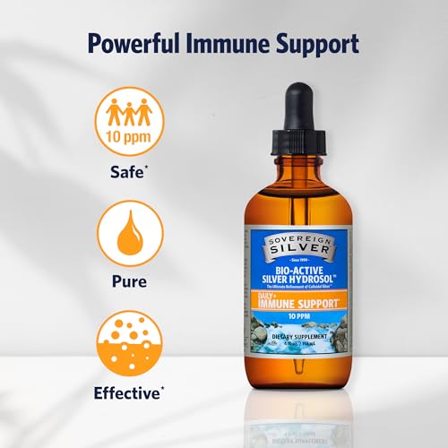 Immune Support - Colloidal Silver Mineral Supplement – Liquid Bio-Active Silver Hydrosol - 10ppm - 4oz (118mL) Dropper