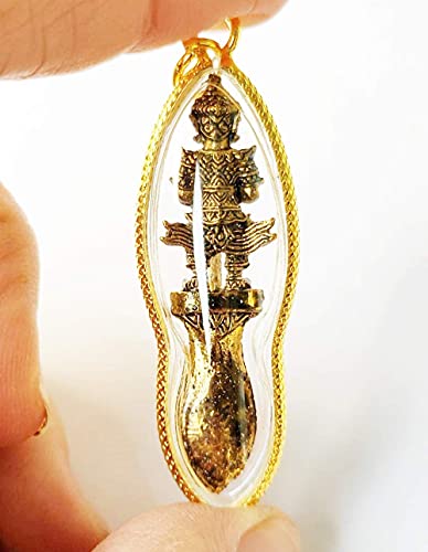 MiracleTH6395 Thai Magic Amulet Power Wessuwan Giant God Statue Waterproof Pendant & Pha Yant Wessuwan Giant God Talisman Cloth Mantra Protection Danger Evil Spirit Dark Magic Blessing by Lp YangDam
