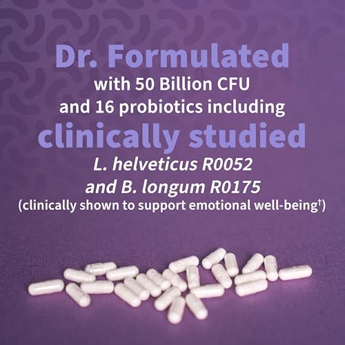 Probiotics Mood+ Dr Formulated Acidophilus Probiotic Supplement - Promotes Emotional Well-Being, Relaxation and Digestive Balance - Ashwagandha for Stress Management, 60 Veggie Caps