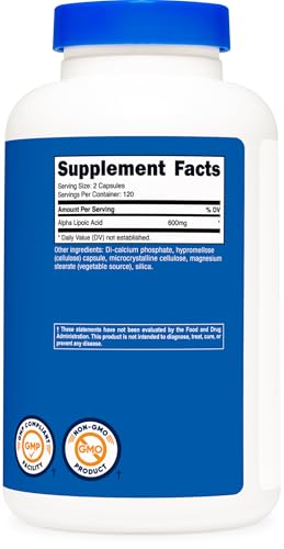 Alpha Lipoic Acid 600mg Per Serving, 240 Capsules - Gluten Free, Vegetarian Capsules, Soy Free & Non-GMO