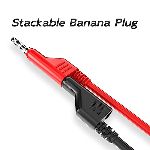 5PCS Stackable Banana to Banana Plug Test Leads Soft Electrical Test Cable Wire 6.56ft/2m for Multimeter 1000V 15A