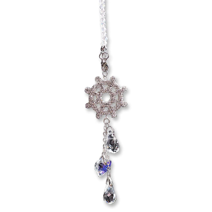 Crystal Bling Car Hanging Accessories Ornament Car Interior Rear View Mirror Pendant Car Charm Sun Catcher, Home Decoration Wall Living Room Hanging Gift for Women (Wheel)