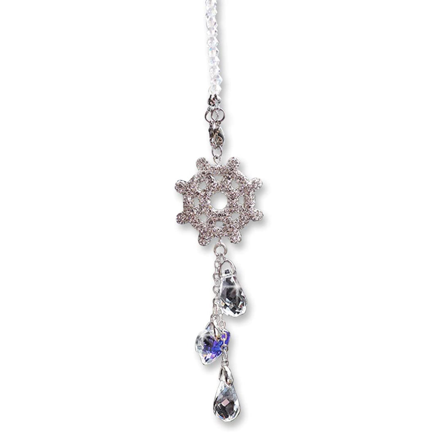 Crystal Bling Car Hanging Accessories Ornament Car Interior Rear View Mirror Pendant Car Charm Sun Catcher, Home Decoration Wall Living Room Hanging Gift for Women (Wheel)