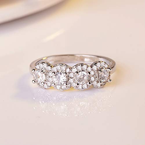 925 Sterling Silver 4 Cut Cubic Zirconia Stones Fashion Ring Engagement Wedding Bands Wedding Rings for Women Promise Anniversary Eternity Bands Rings CZ Engagement Bridal Ring (10)