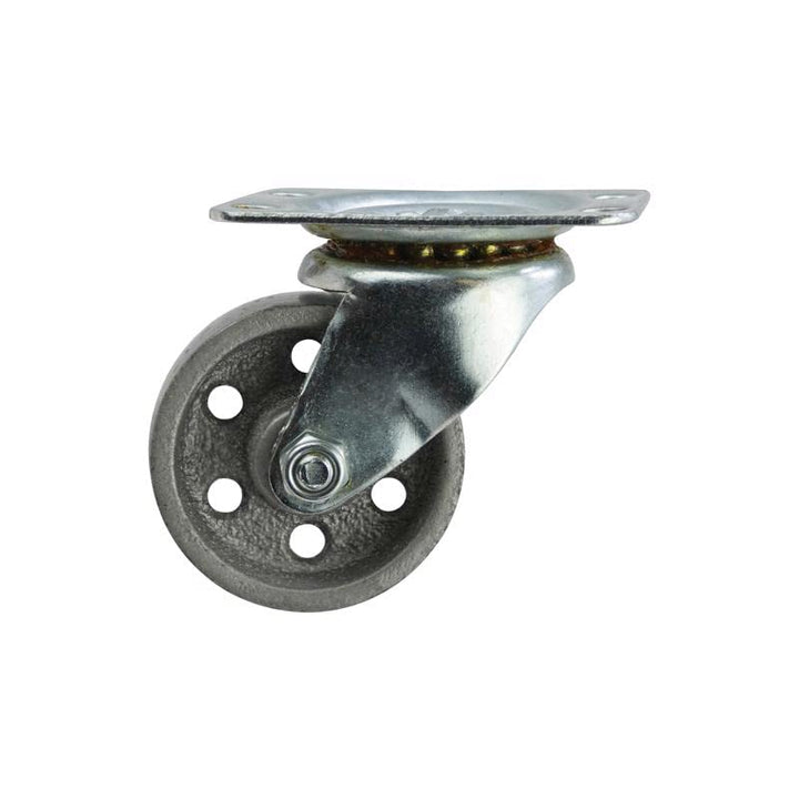 9174 2-Inch Cast Iron Swivel Plate Caster, 125-lb Load Capacity,Silver
