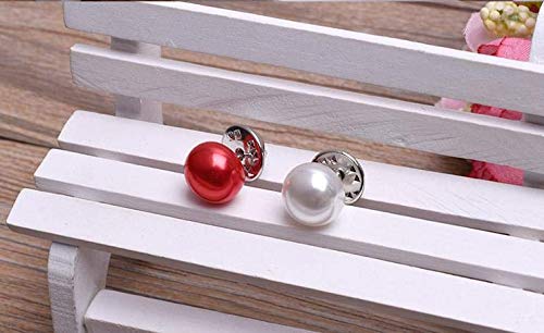 10pcs Women Artificial Pearl Brooch Buttons DIY Lapel Pins Shirt Sweater Shawl Clip Embellishments Brooch Pearl Buttons for Crafts Clothes Hat Shoes Decorates(White)