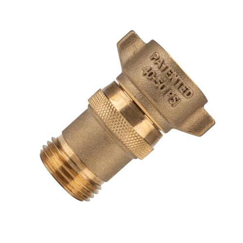 Brass Marine / RV Water Pressure Regulator – Protects RV Kitchen Small Appliances, Plumbing & Hoses – Reduces RV Water Pressure to Safe & Consistent 40-50 PSI – Drinking Water Safe (40055)